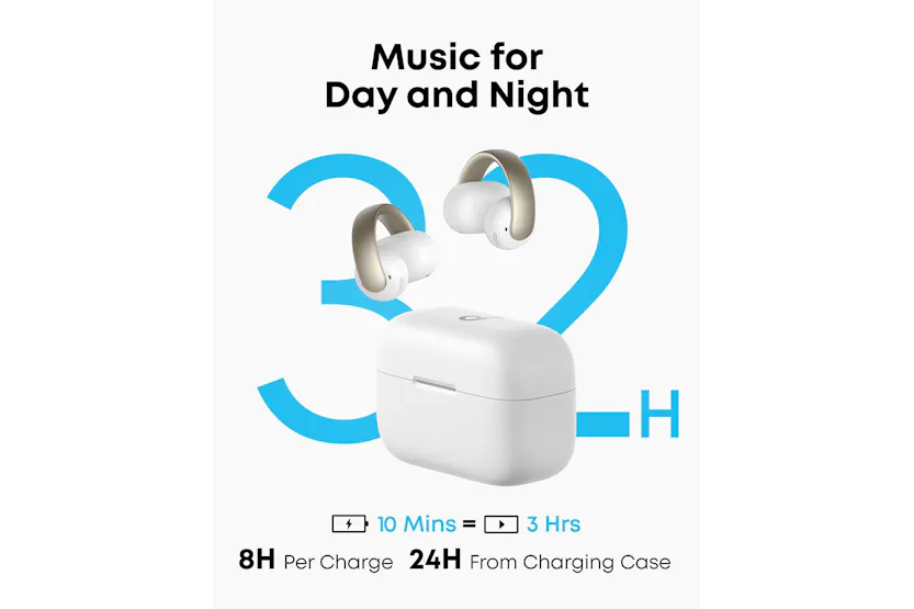 Soundcore AeroClip Open-Ear Earbuds with Adaptive Comfort | White Soundcore AeroClip Open-Ear Earbuds with Adaptive Comfort | White