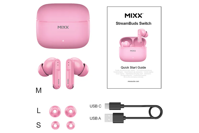 Mixx StreamBuds Switch S7 In-Ear Wireless Earbuds | Pink Mixx StreamBuds Switch S7 In-Ear Wireless Earbuds | Pink