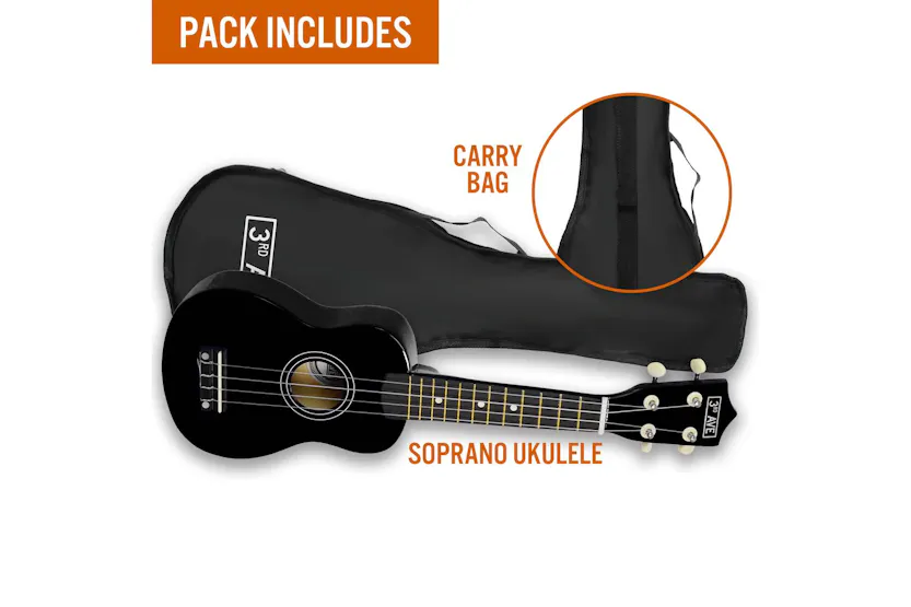 3rd Avenue Soprano Ukulele - Black 3rd Avenue Soprano Ukulele - Black