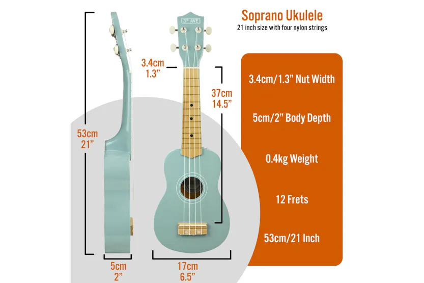 3rd Avenue Soprano Ukulele - Pastel Blue 3rd Avenue Soprano Ukulele - Pastel Blue