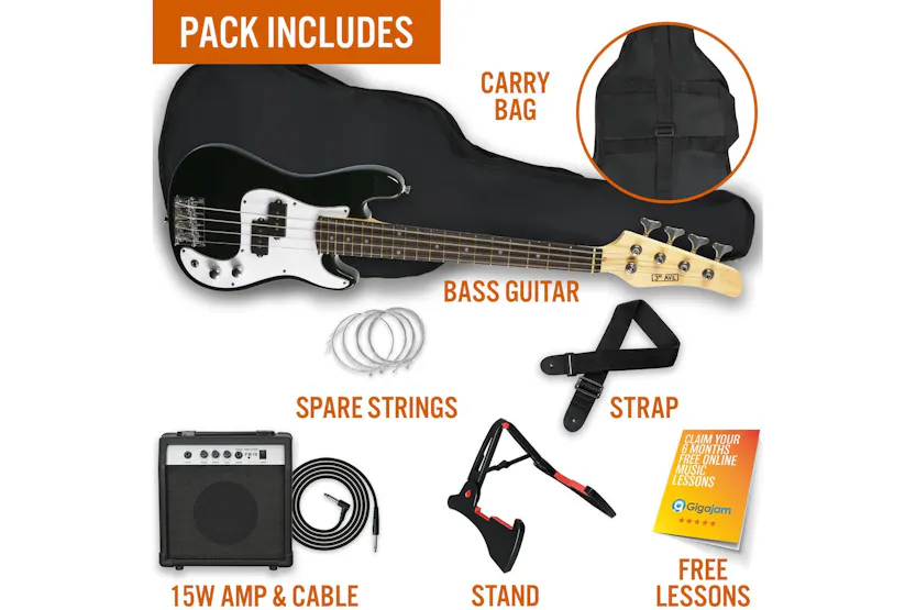 3rd Avenue 34 Bass Guitar Pack - Black 3rd Avenue 34 Bass Guitar Pack - Black