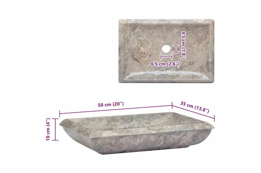 Vidaxl Sink Grey 50x35x10 Cm Marble Vidaxl Sink Grey 50x35x10 Cm Marble