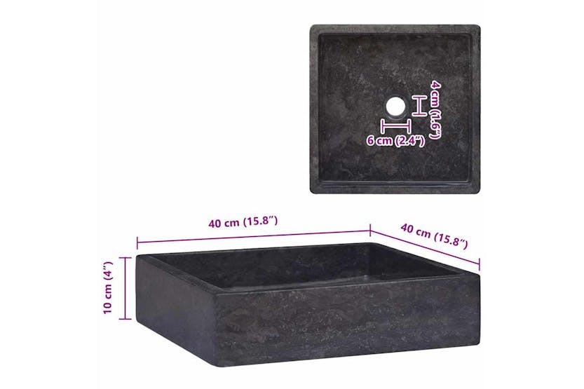 Vidaxl Sink Black 40x40x10 Cm Marble Vidaxl Sink Black 40x40x10 Cm Marble