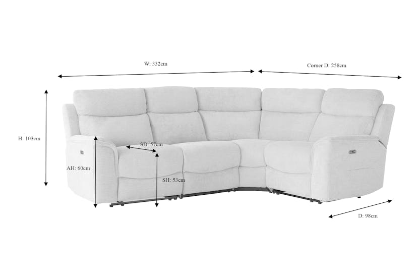 Kent Corner Sofa | Power Recliner | Fabric | Small | Mink Kent Corner Sofa | Power Recliner | Fabric | Small | Mink