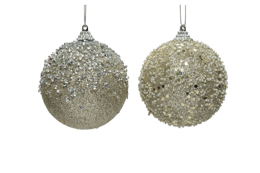 Christmas Decoration | 10cm Shatterproof Bauble | Champagne | Sold Individually – Random Style Christmas Decoration | 10cm Shatterproof Bauble | Champagne | Sold Individually – Random Style