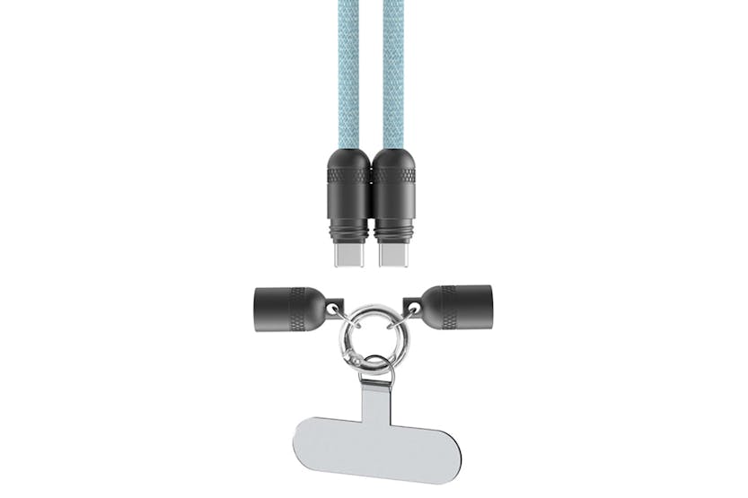 QDOS Powerloop 2-in-1 Lanyard with USB-C Cable | Blue QDOS Powerloop 2-in-1 Lanyard with USB-C Cable | Blue
