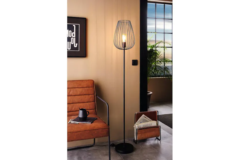 Eglo | Newtown Vintage Caged Floor Lamp | Black Eglo | Newtown Vintage Caged Floor Lamp | Black