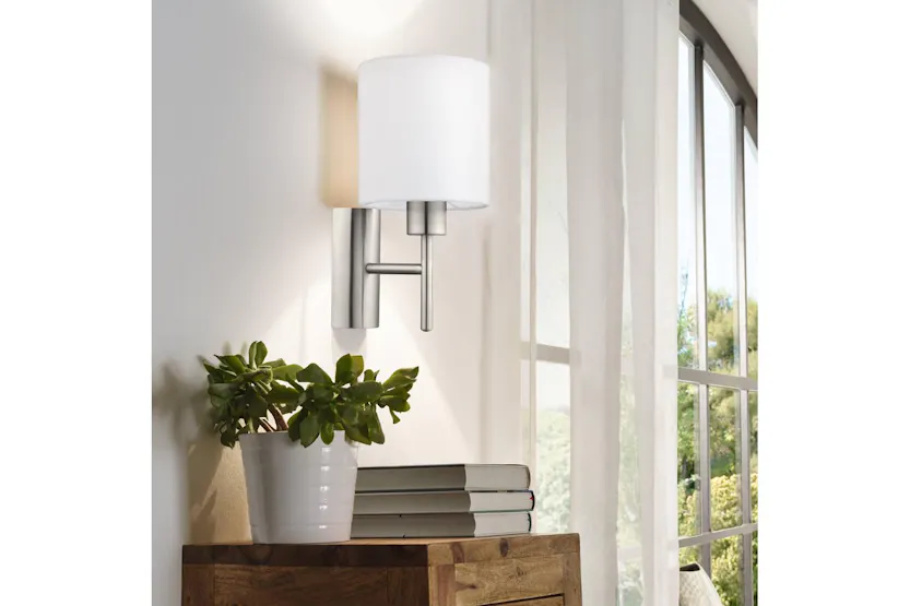 Eglo | Pasteri Wall Light | Nickel/White Eglo | Pasteri Wall Light | Nickel/White