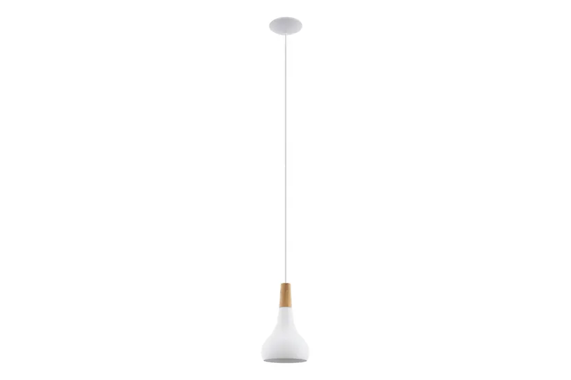 Eglo | Sabinar Metal and Wood Pendant Light | 18 cm | White Eglo | Sabinar Metal and Wood Pendant Light | 18 cm | White