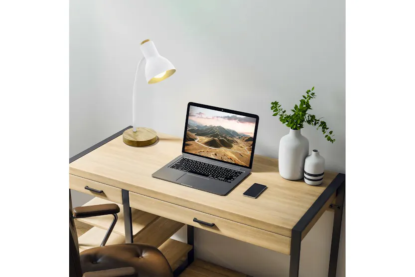 Eglo | Veradal Desk Lamp | Brown/White Eglo | Veradal Desk Lamp | Brown/White
