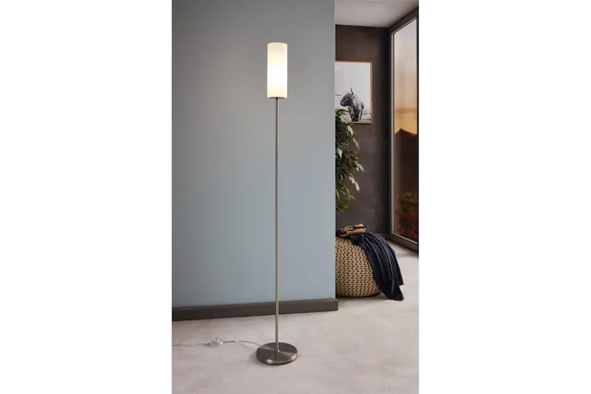 Eglo | Troy 3 Floor Light | Silver/White Eglo | Troy 3 Floor Light | Silver/White