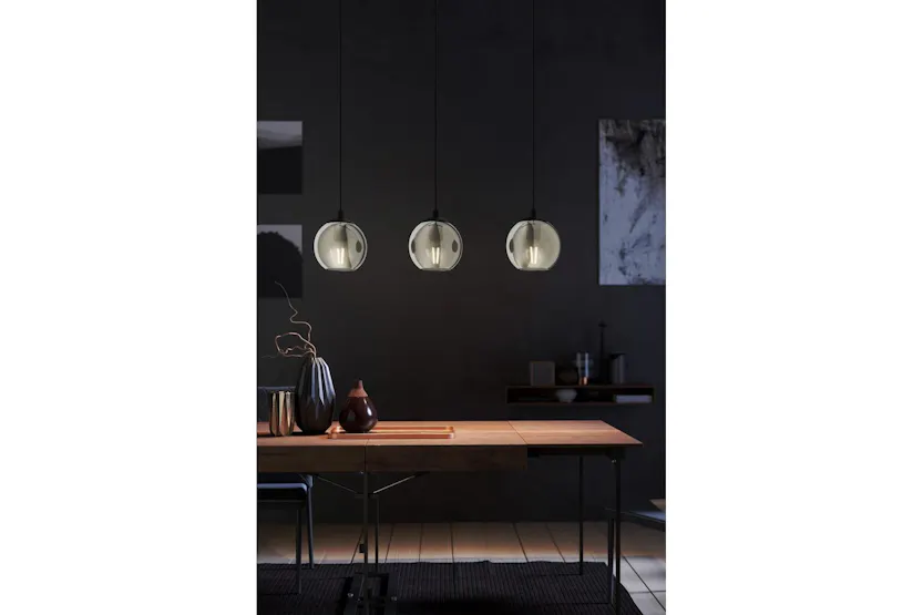 Eglo | Ariscani Smoked Black Glass 3-light Pendant Light | Black Eglo | Ariscani Smoked Black Glass 3-light Pendant Light | Black