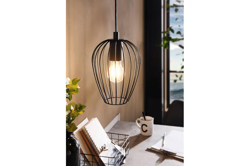 Eglo | Newtown Vintage Caged Pendant Light | Black Eglo | Newtown Vintage Caged Pendant Light | Black