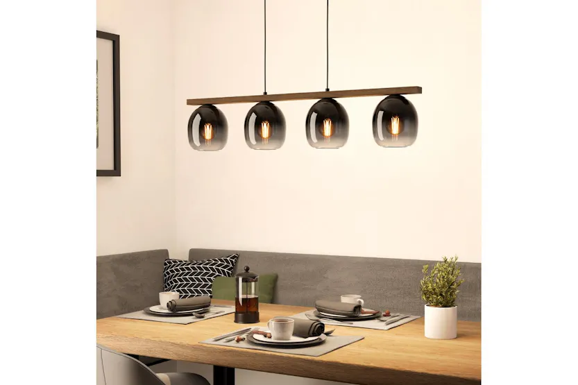 Eglo | Filago Smoked Glass 4-light Pendant Light | Black/Grey Eglo | Filago Smoked Glass 4-light Pendant Light | Black/Grey