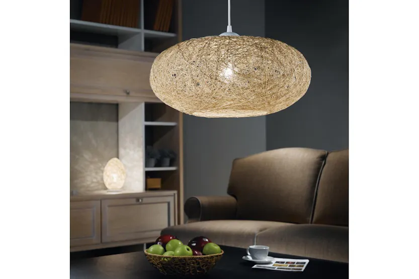 Eglo | Campilo Thread and Plastic Contemporary Pendant Light | White/Beige Eglo | Campilo Thread and Plastic Contemporary Pendant Light | White/Beige