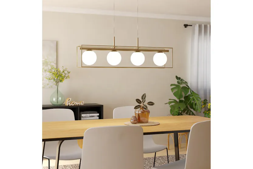 Eglo | Vallaspra Modern 4-light Pendant Light | Gold/White Eglo | Vallaspra Modern 4-light Pendant Light | Gold/White