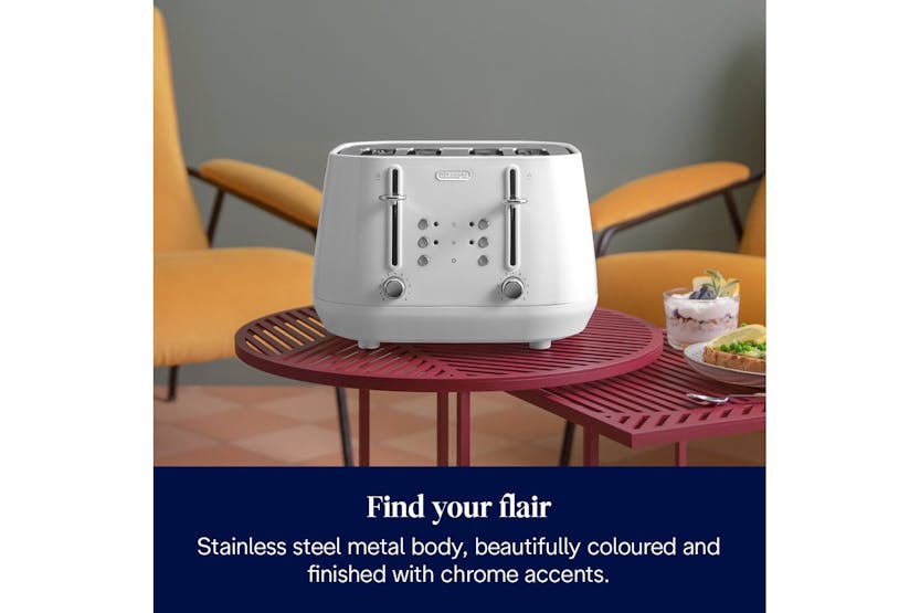 Delonghi Eclettica 4 Slice Toaster | CTY4003.W | White Delonghi Eclettica 4 Slice Toaster | CTY4003.W | White