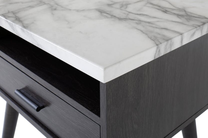 Aspen Bedside Table | 1 Drawer | Marble Effect Top Aspen Bedside Table | 1 Drawer | Marble Effect Top