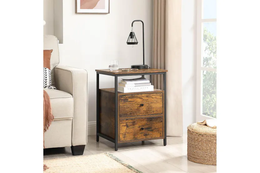 Vasagle End Table | Side Table | Particleboard And Steel | 45 X 45 X 60 Cm Vasagle End Table | Side Table | Particleboard And Steel | 45 X 45 X 60 Cm