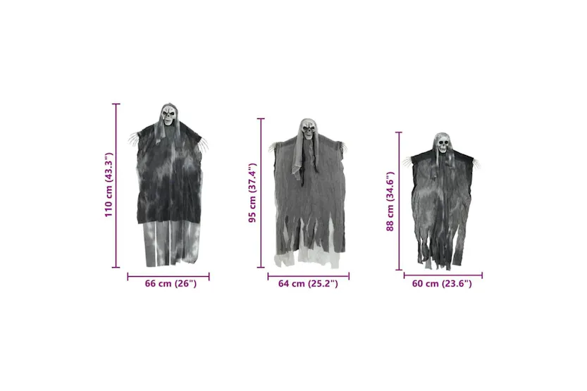 Vidaxl Halloween Hanging Ghost 3 Pcs Black 66 X 110 Cm Polyester Vidaxl Halloween Hanging Ghost 3 Pcs Black 66 X 110 Cm Polyester