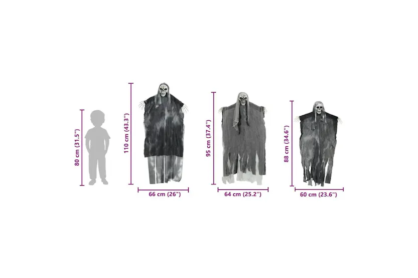 Vidaxl Halloween Hanging Ghost 3 Pcs Black 66 X 110 Cm Polyester Vidaxl Halloween Hanging Ghost 3 Pcs Black 66 X 110 Cm Polyester