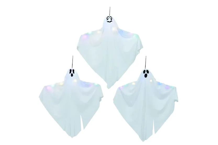 Vidaxl Halloween Hanging Ghost With 3 Leds 3 Pcs White Polyester Vidaxl Halloween Hanging Ghost With 3 Leds 3 Pcs White Polyester