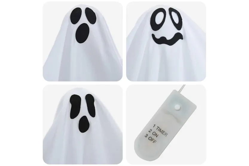 Vidaxl Halloween Hanging Ghost With 3 Leds 3 Pcs White Polyester Vidaxl Halloween Hanging Ghost With 3 Leds 3 Pcs White Polyester