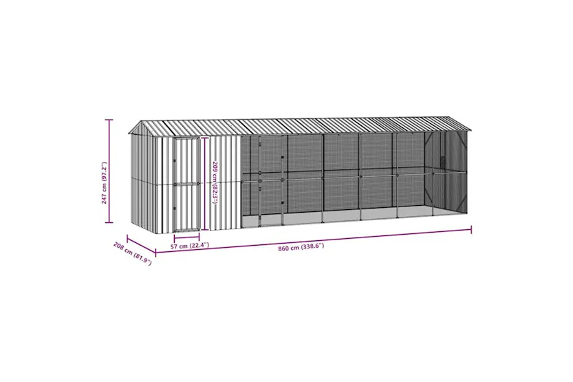 Bird Cage Anthracite 860 X 208 X 247 Cm Galvanised Steel Bird Cage Anthracite 860 X 208 X 247 Cm Galvanised Steel
