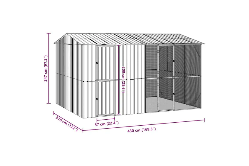 Bird Cage Anthracite 430 X 310 X 247 Cm Galvanised Steel Bird Cage Anthracite 430 X 310 X 247 Cm Galvanised Steel