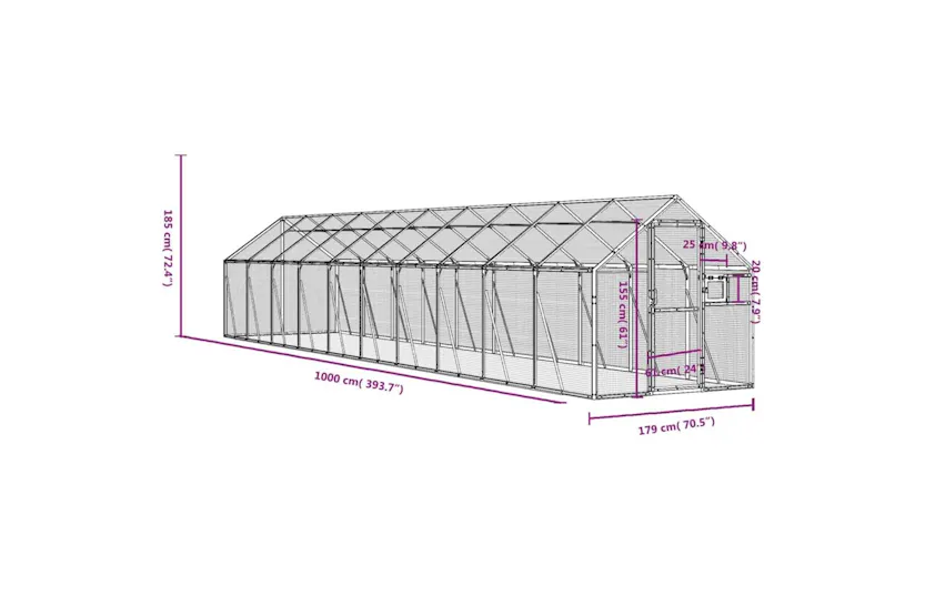 Aviary Silver 179x10x185 M Aluminium Aviary Silver 179x10x185 M Aluminium