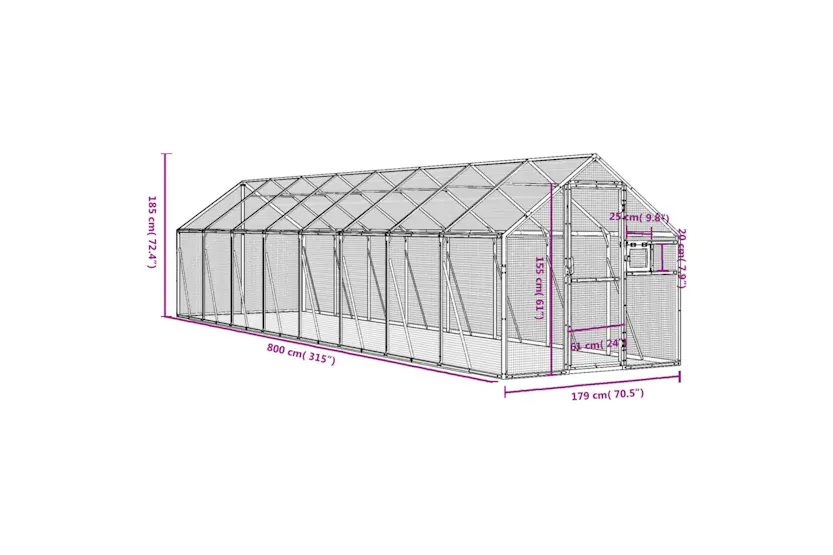 Aviary Silver 179x8x185 M Aluminium Aviary Silver 179x8x185 M Aluminium