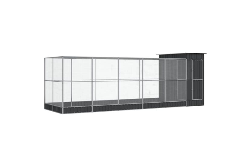 Aviary With Extension Silver 623x203x216 Cm Steel Aviary With Extension Silver 623x203x216 Cm Steel