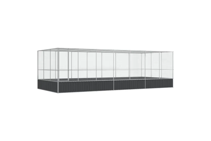 Aviary With Extension Silver 725x307x212 Cm Steel Aviary With Extension Silver 725x307x212 Cm Steel