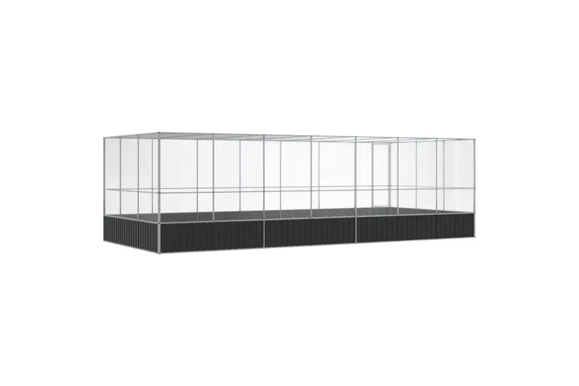 Aviary With Extension Silver 725x307x212 Cm Steel Aviary With Extension Silver 725x307x212 Cm Steel