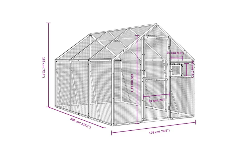 Aviary Silver 179x3x185 M Aluminium Aviary Silver 179x3x185 M Aluminium