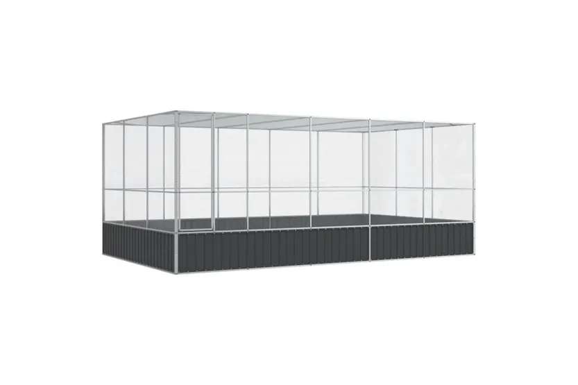 Aviary With Extension Silver 518x307x212 Cm Steel Aviary With Extension Silver 518x307x212 Cm Steel