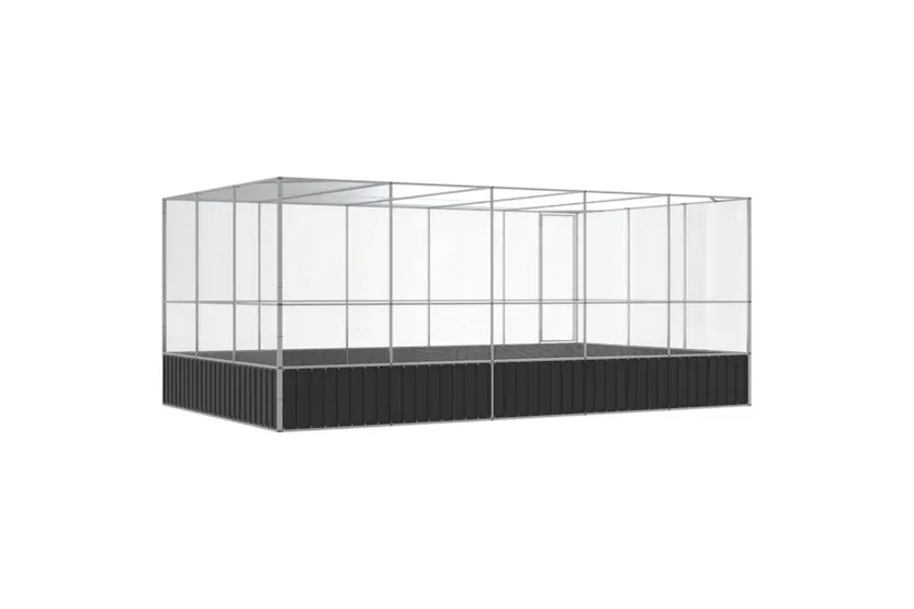 Aviary With Extension Silver 518x307x212 Cm Steel Aviary With Extension Silver 518x307x212 Cm Steel