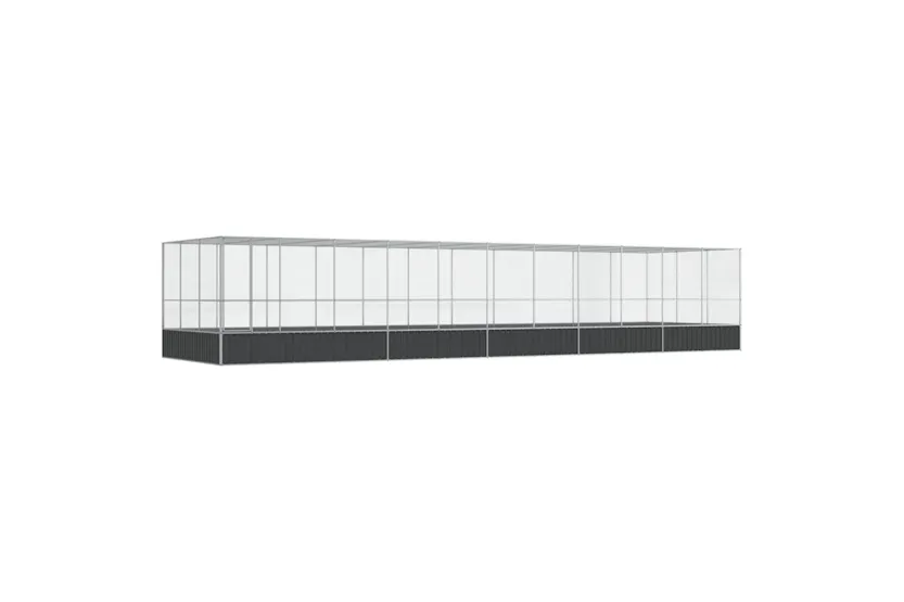 Aviary With Extension Silver 1139x307x212 Cm Steel Aviary With Extension Silver 1139x307x212 Cm Steel
