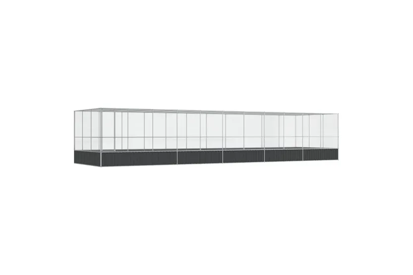 Aviary With Extension Silver 1139x307x212 Cm Steel Aviary With Extension Silver 1139x307x212 Cm Steel