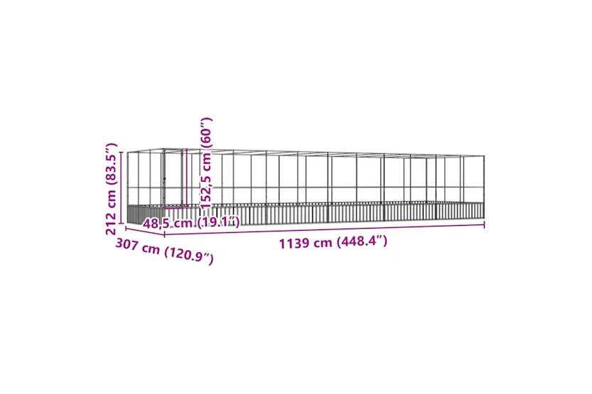 Aviary With Extension Silver 1139x307x212 Cm Steel Aviary With Extension Silver 1139x307x212 Cm Steel