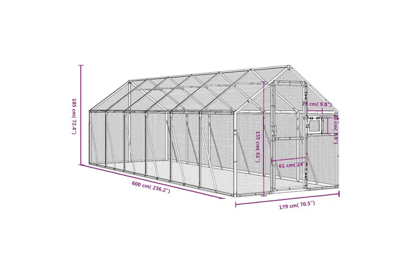 Aviary Silver 179x6x185 M Aluminium Aviary Silver 179x6x185 M Aluminium