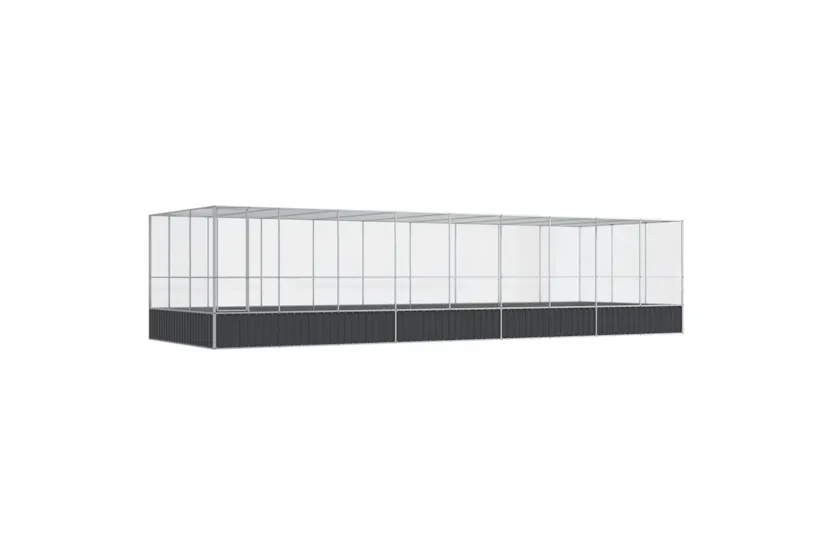 Aviary With Extension Silver 932x307x212 Cm Steel Aviary With Extension Silver 932x307x212 Cm Steel