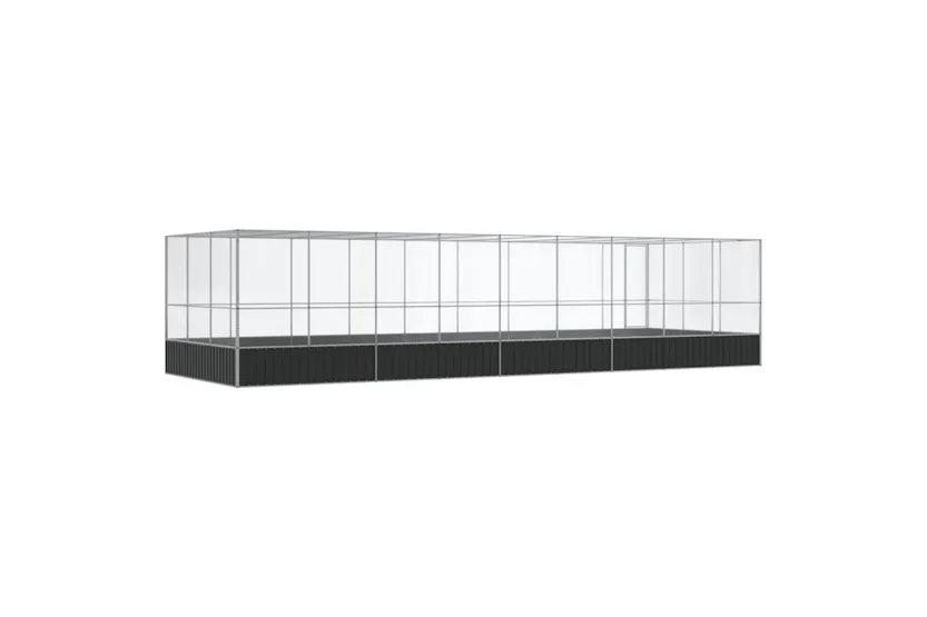 Aviary With Extension Silver 932x307x212 Cm Steel Aviary With Extension Silver 932x307x212 Cm Steel