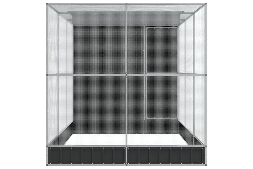 Aviary With Extension Silver 416x203x216 Cm Steel Aviary With Extension Silver 416x203x216 Cm Steel