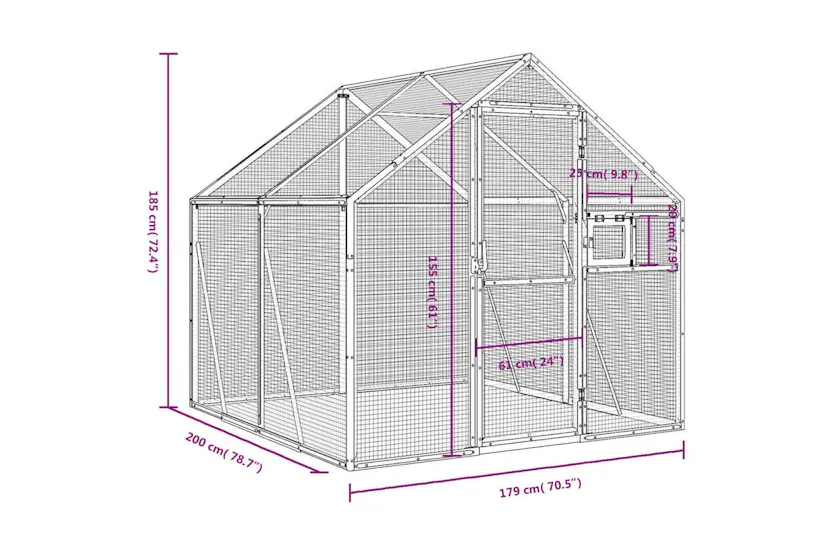 Aviary Silver 179x2x185 M Aluminium Aviary Silver 179x2x185 M Aluminium