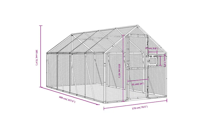 Aviary Silver 179x4x185 M Aluminium Aviary Silver 179x4x185 M Aluminium