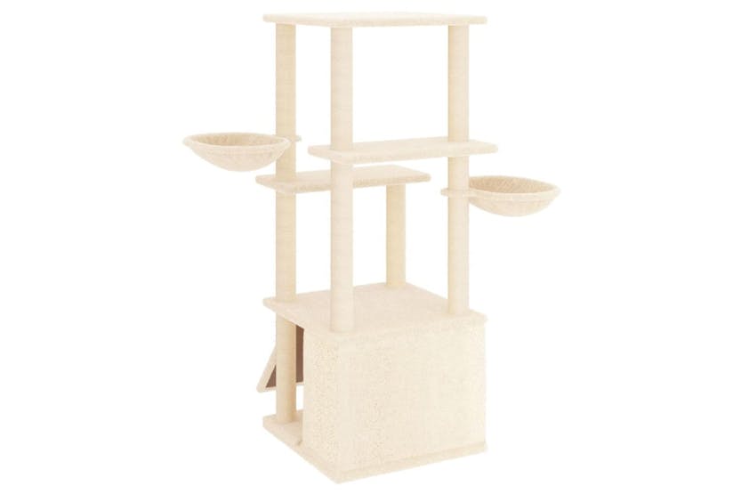 Cat Tree With Sisal Scratching Posts Cream 133 Cm Cat Tree With Sisal Scratching Posts Cream 133 Cm