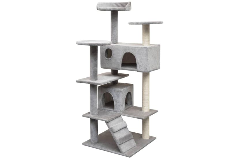 Cat Tree With Sisal Scratching Posts 125 Cm Grey Cat Tree With Sisal Scratching Posts 125 Cm Grey
