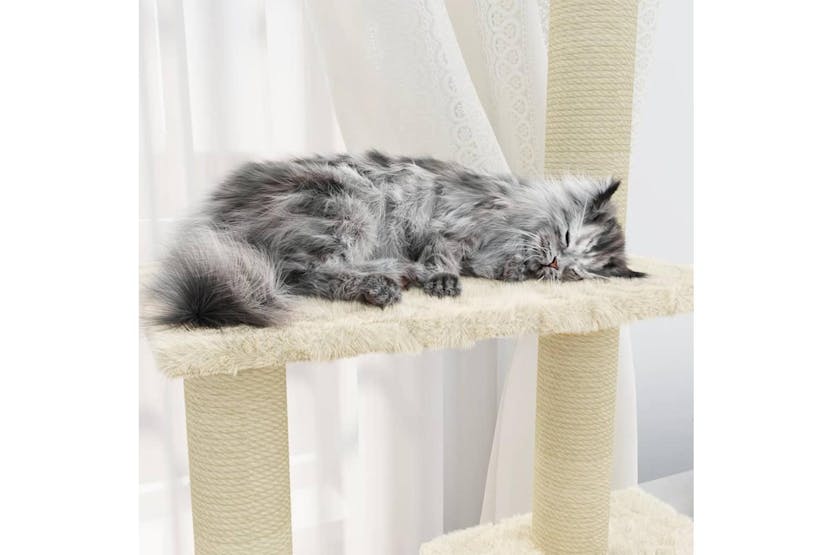 Cat Tree With Sisal Scratching Posts Cream 155 Cm Cat Tree With Sisal Scratching Posts Cream 155 Cm
