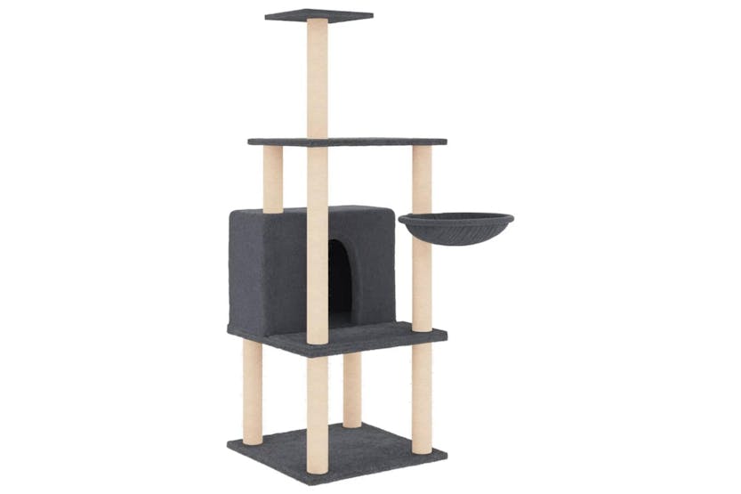 Cat Tree With Sisal Scratching Posts Dark Grey 132 Cm Cat Tree With Sisal Scratching Posts Dark Grey 132 Cm